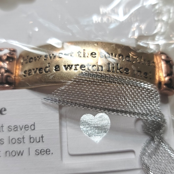 Tri-Tone Floral Scroll Amazing Grace Bracelet - Picture 6 of 6